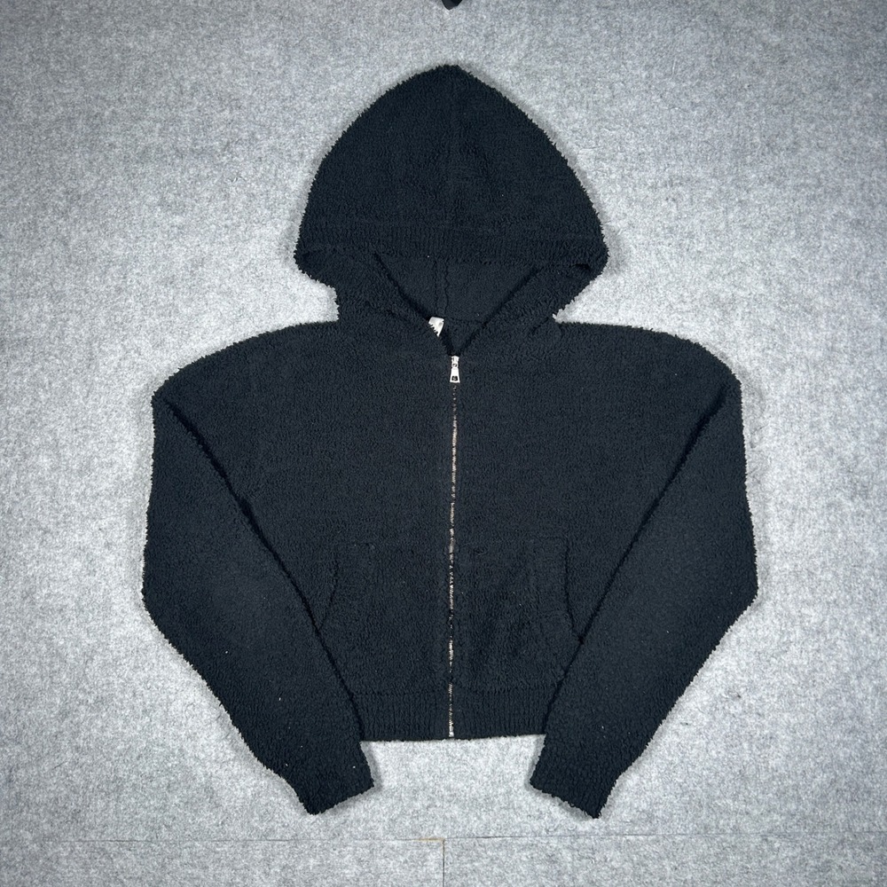The Group Babaton Hoodie Womens Medium Black Zip Up Sherpa‎ Teddy Fleece Cropped